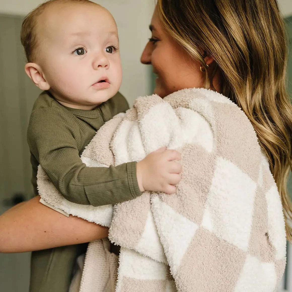 Checkered Plush Baby Blanket