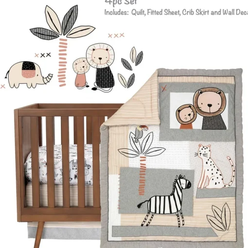 Patchwork Jungle 4 Piece Crib Set