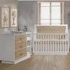 Tito Convertible Crib & Combo Drawer - Pearl White/Natural Barn Oak
