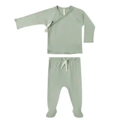 Wrap Top + Footed Pant Set